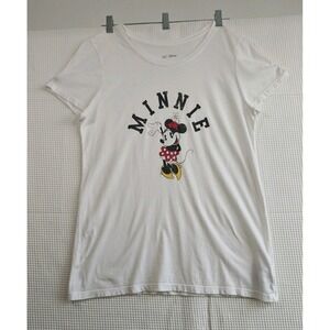 Gap x Disney Minnie Mouse Graphic T Shirt Women's Large White Short Sleeve Tee